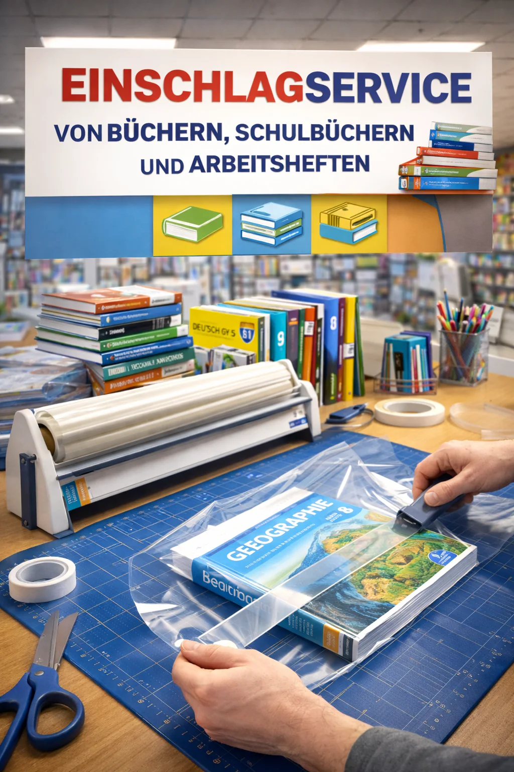 Buchschoner für Bücher und Schulhefte